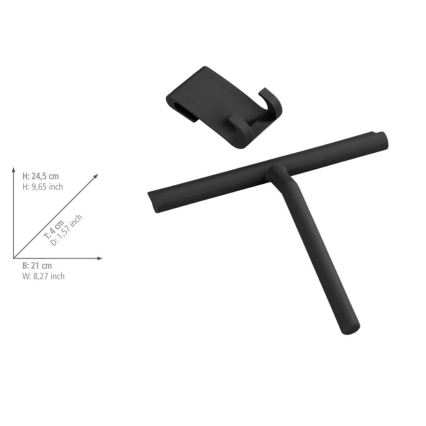 WENKO 24171100 - Rasqueta de ducha MOLA 21x24,5 cm acero inoxidable/negro