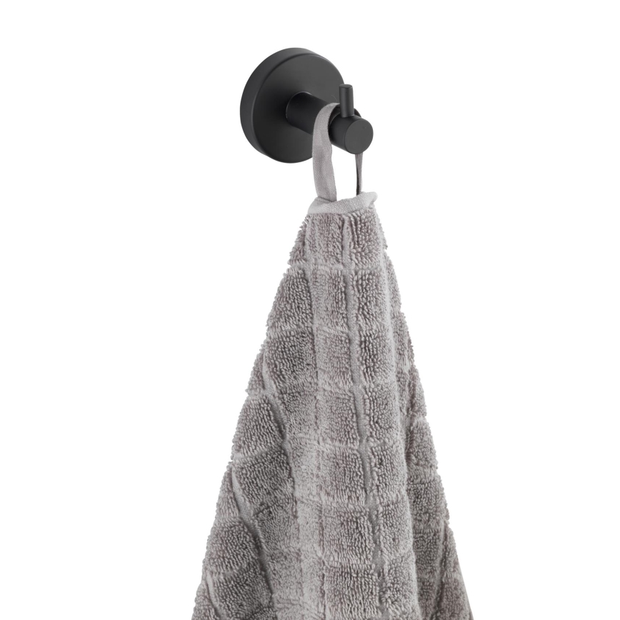 WENKO 24232100-Gancho BOSIO BLACK 5,5x5,5 cm acero inoxidable/plateado