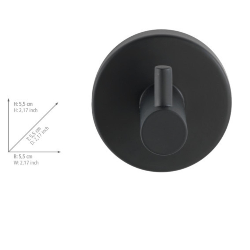 WENKO 24232100-Gancho BOSIO BLACK 5,5x5,5 cm acero inoxidable/plateado