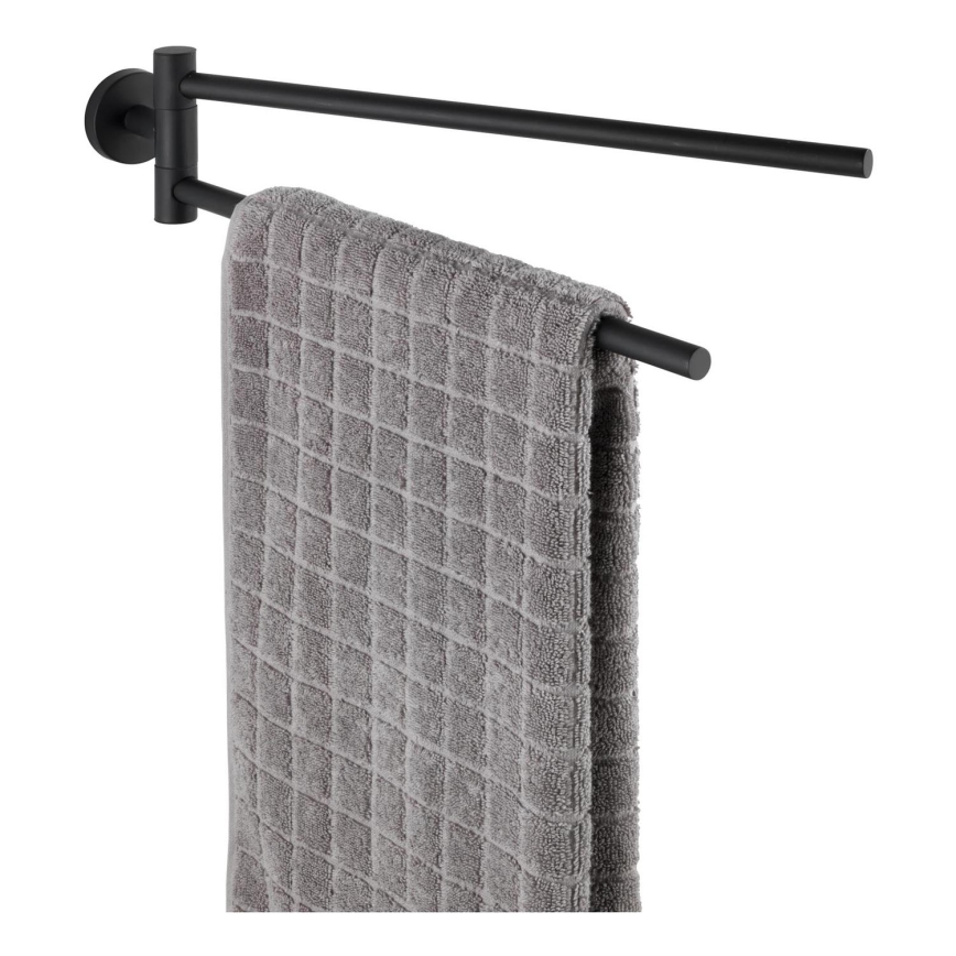 WENKO 24238100-Toallero BOSIO BLACK 5,5x43 cm acero inoxidable/plateado