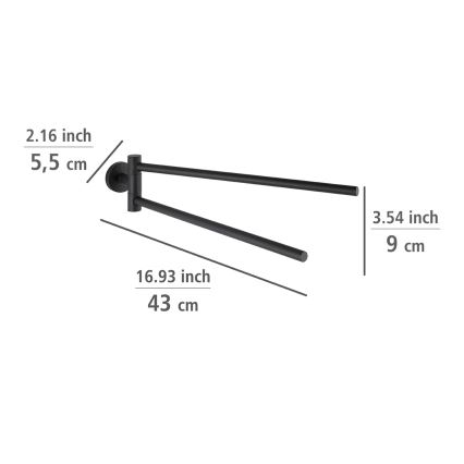 WENKO 24238100-Toallero BOSIO BLACK 5,5x43 cm acero inoxidable/plateado