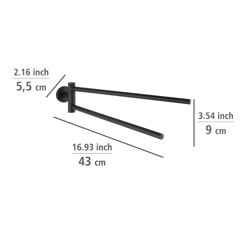 WENKO 24238100-Toallero BOSIO BLACK 5,5x43 cm acero inoxidable/plateado