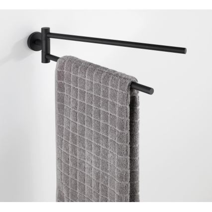 WENKO 24238100-Toallero BOSIO BLACK 5,5x43 cm acero inoxidable/plateado