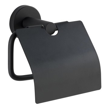 WENKO 24241100-Soporte para papel higiénico BOSIO BLACK 15x13,5 cm acero inoxidable/plateado