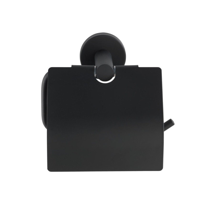 WENKO 24241100-Soporte para papel higiénico BOSIO BLACK 15x13,5 cm acero inoxidable/plateado
