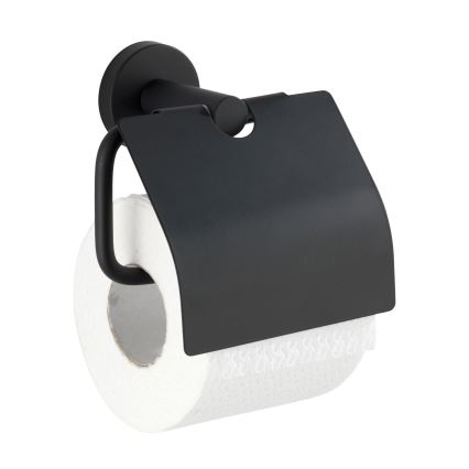 WENKO 24241100-Soporte para papel higiénico BOSIO BLACK 15x13,5 cm acero inoxidable/plateado
