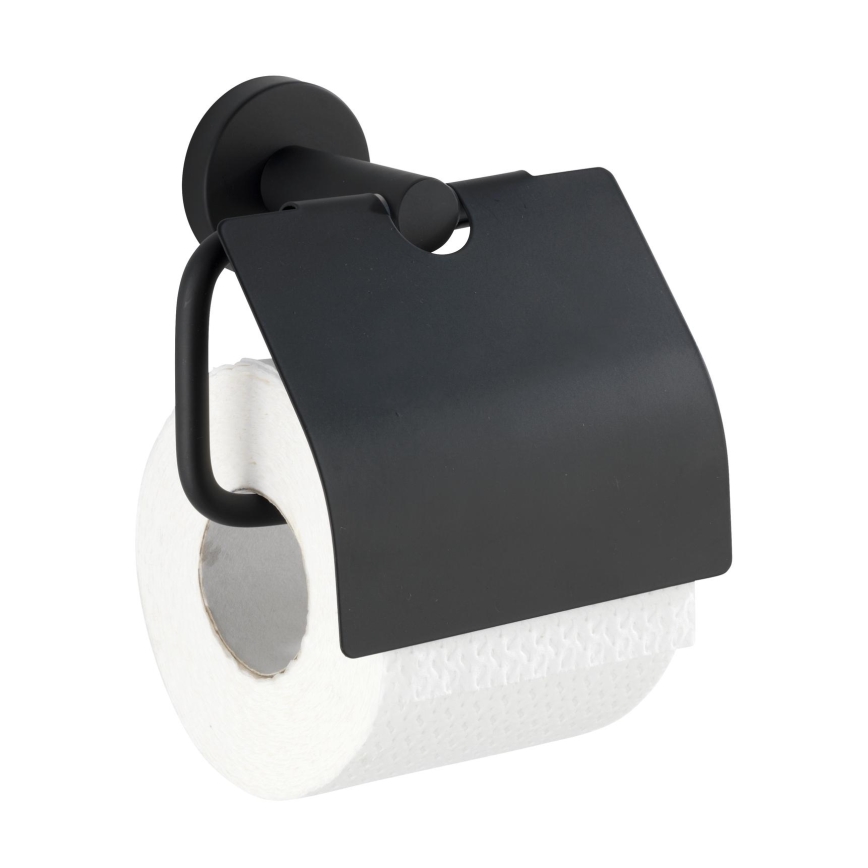 WENKO 24241100-Soporte para papel higiénico BOSIO BLACK 15x13,5 cm acero inoxidable/plateado