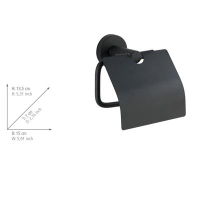WENKO 24241100-Soporte para papel higiénico BOSIO BLACK 15x13,5 cm acero inoxidable/plateado