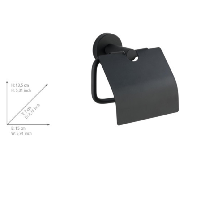 WENKO 24241100-Soporte para papel higiénico BOSIO BLACK 15x13,5 cm acero inoxidable/plateado