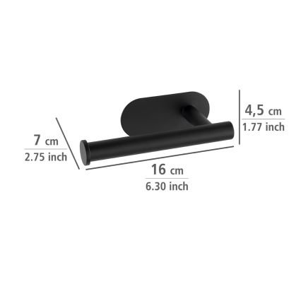 WENKO 24287100 - Soporte para papel higiénico TURBO-LOC OREA BLACK 16x7 cm acero inoxidable/negro