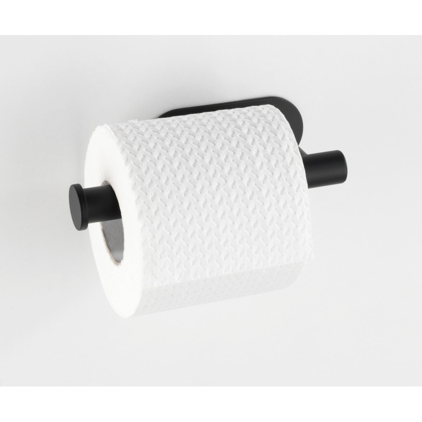 WENKO 24287100 - Soporte para papel higiénico TURBO-LOC OREA BLACK 16x7 cm acero inoxidable/negro