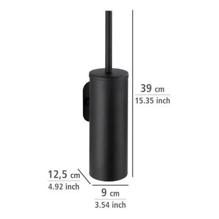 WENKO 24289100 - escobilla de inodoro TURBO-LOC OREA BLACK 9x39,5 cm acero inoxidable/negro
