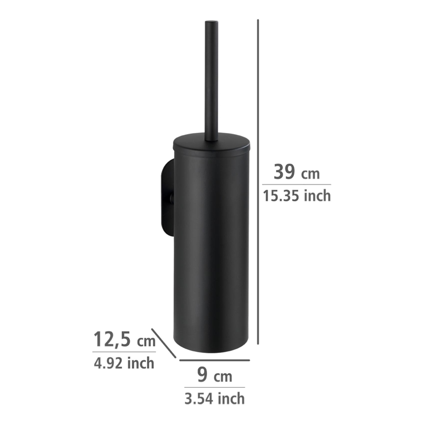 WENKO 24289100 - escobilla de inodoro TURBO-LOC OREA BLACK 9x39,5 cm acero inoxidable/negro