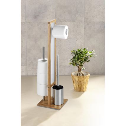 WENKO 24391100 - Escobilla para WC RIVALTA 18x70 cm marrón/blanco/negro