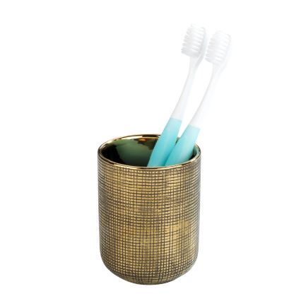 WENKO 24400100 - Vaso portacepillos RIVARA 7,5x9,5 cm dorado
