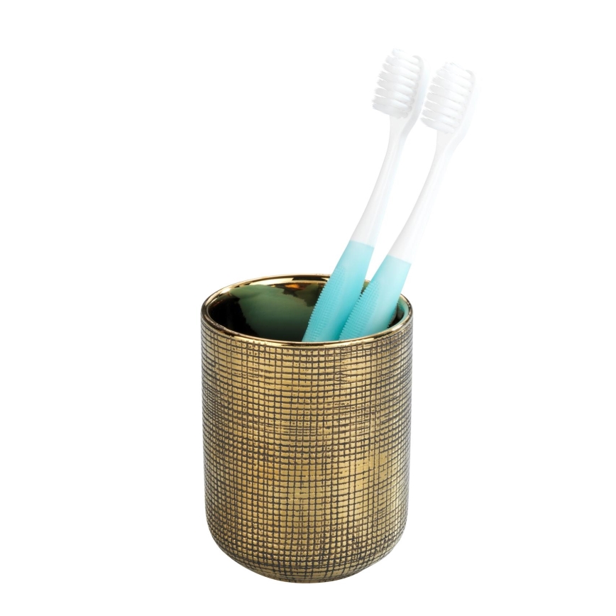 WENKO 24400100 - Vaso portacepillos RIVARA 7,5x9,5 cm dorado