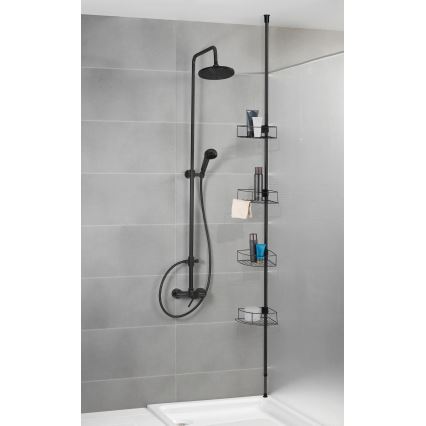 WENKO 24568100-Estante de esquina DOLCEDO 31x230 cm acero inoxidable/negro
