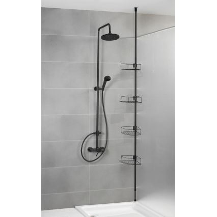 WENKO 24568100-Estante de esquina DOLCEDO 31x230 cm acero inoxidable/negro