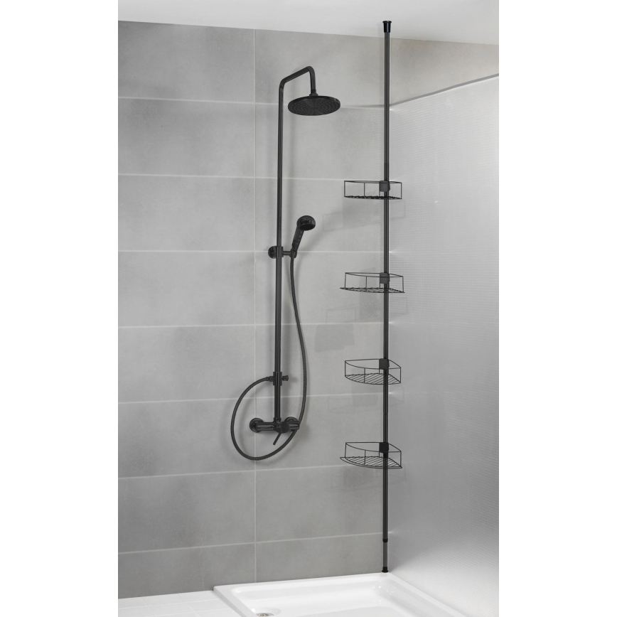 WENKO 24568100-Estante de esquina DOLCEDO 31x230 cm acero inoxidable/negro