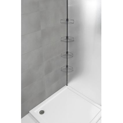 WENKO 24568100-Estante de esquina DOLCEDO 31x230 cm acero inoxidable/negro