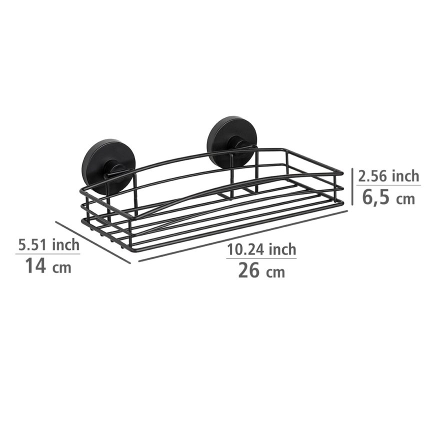 WENKO 24732100-Repisa VACUUM-LOC redonda 26x14 cm negra