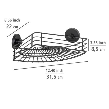 WENKO 24735100-Repisa VACUUM-LOC RUND SCHW 35x22,5 cm negra