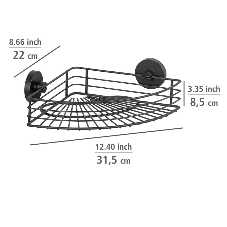 WENKO 24735100-Repisa VACUUM-LOC RUND SCHW 35x22,5 cm negra