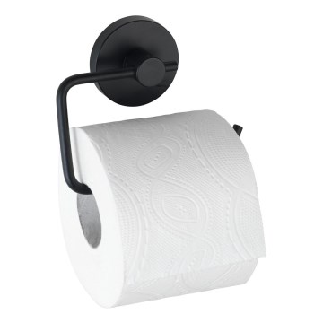 WENKO 24738100-Portarrollos de papel higiénico VACUUM-LOC RUND SCHW 13,5x10,5 cm negro