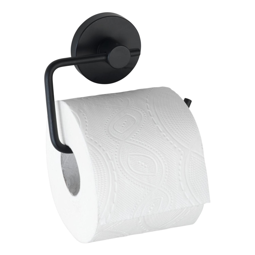 WENKO 24738100-Portarrollos de papel higiénico VACUUM-LOC RUND SCHW 13,5x10,5 cm negro