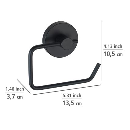 WENKO 24738100-Portarrollos de papel higiénico VACUUM-LOC RUND SCHW 13,5x10,5 cm negro