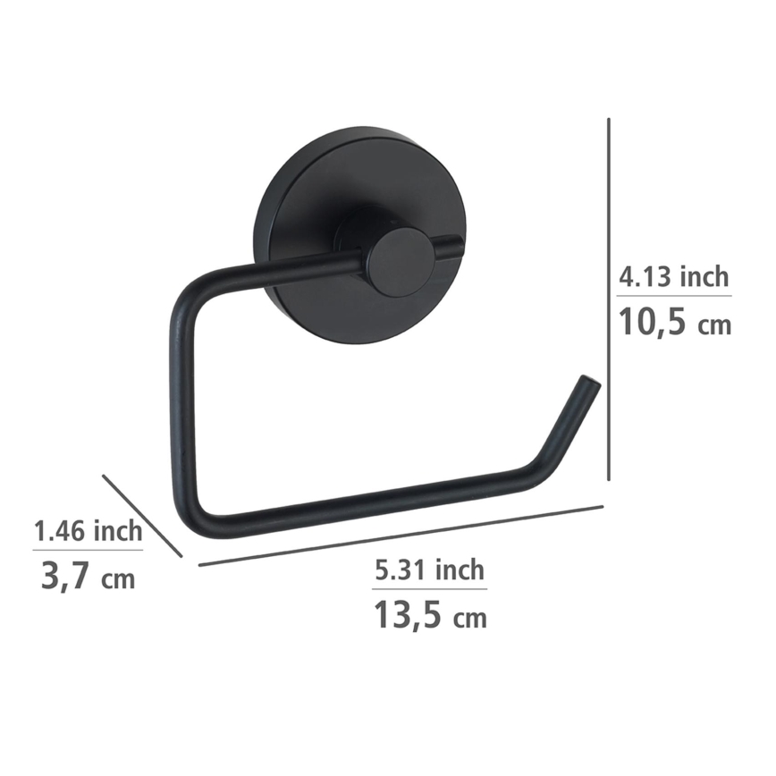 WENKO 24738100-Portarrollos de papel higiénico VACUUM-LOC RUND SCHW 13,5x10,5 cm negro