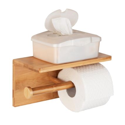 WENKO 24745100 - Portarrollos para papel higiénico BAMBUSA 25x13 cm marrón