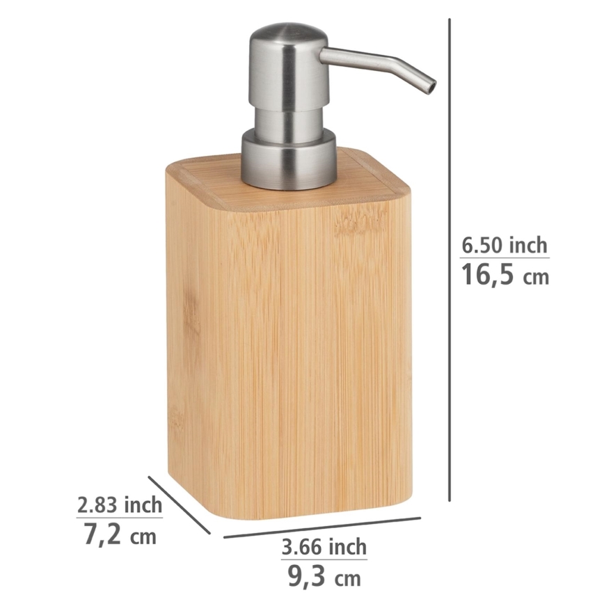 WENKO 24747100 - Dispensador de jabón BAMBUSA 9,3x16,5 cm marrón