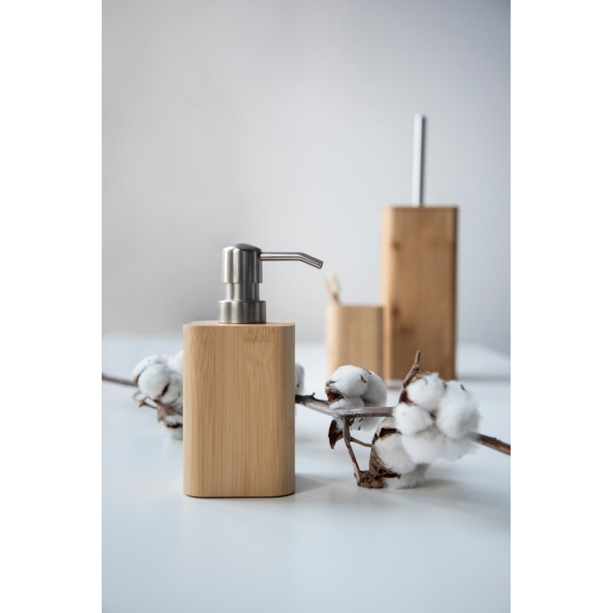 WENKO 24747100 - Dispensador de jabón BAMBUSA 9,3x16,5 cm marrón