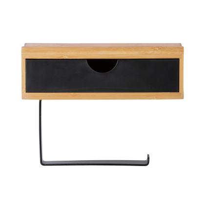 WENKO 24754100 - Portarrollos de papel higiénico BAMBUSA 18,5 x 14 cm marrón/negro