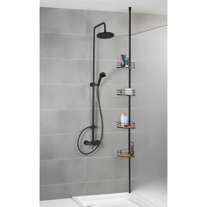 WENKO 24756100-Repisa de esquina DOLCEDO 31x20 cm acero inoxidable/negro/marrón