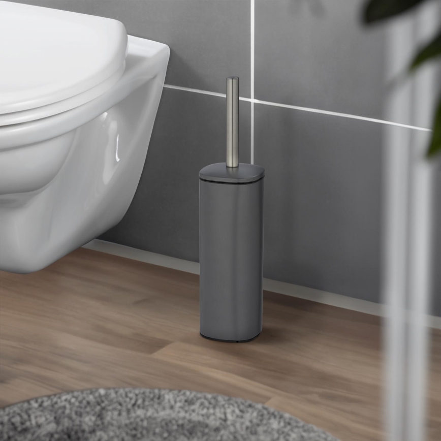 WENKO 24777100 - Set para WC ALASSIO 9,3x39,2 cm acero inoxidable/gris