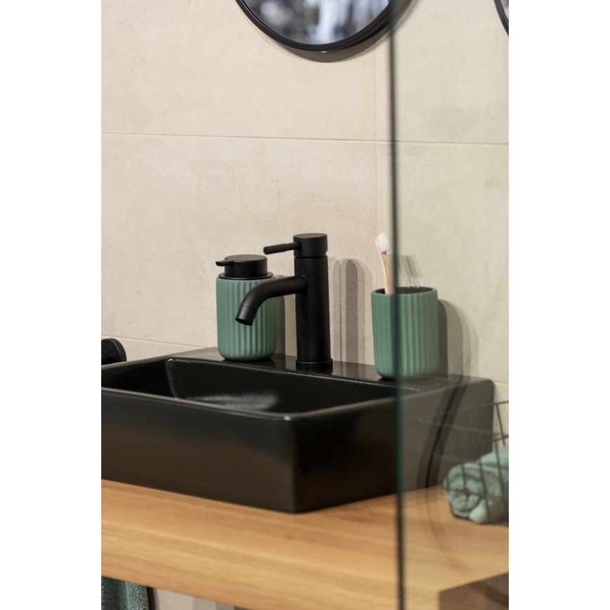 WENKO 24807100 - Dispensador de jabón BELLUNO 8x13,5 cm verde/negro