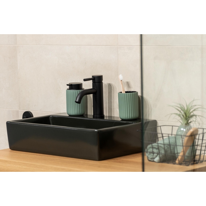 WENKO 24807100 - Dispensador de jabón BELLUNO 8x13,5 cm verde/negro