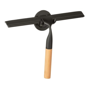 WENKO 24834100 - Limpiacristales de bambú 24,5x17 cm acero inoxidable/negro/marrón