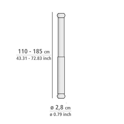 WENKO 24888100 - Barra de ducha LUZ 185x2,8 cm acero inoxidable/cromo brillante