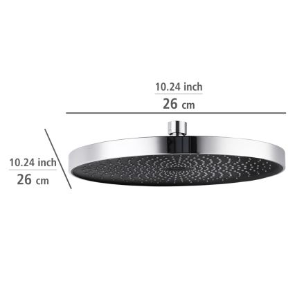 WENKO 24910100 - Cabezal de ducha SOFTWATER 26x26 cm cromo brillante/negro