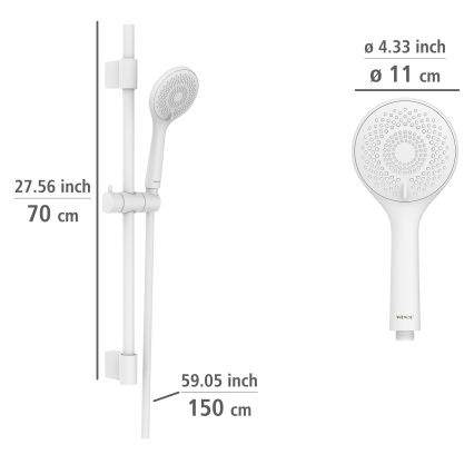 WENKO 24916100 - Set de ducha WATERSAVING SYSTEM de 70 cm blanco