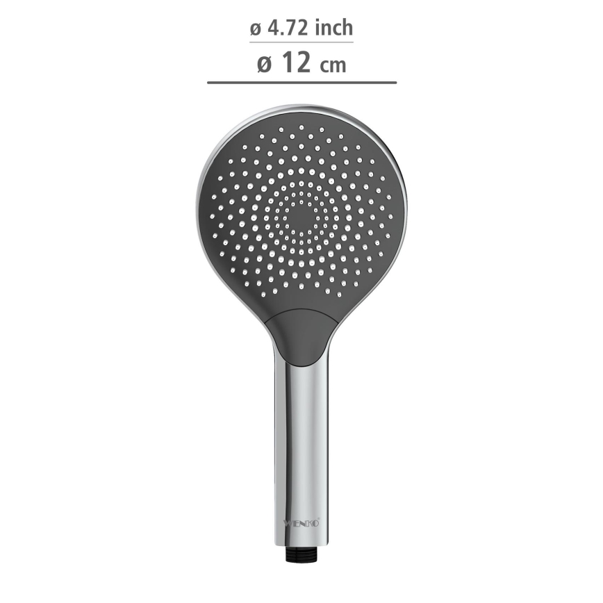 WENKO 24921100 - Cabezal de ducha SISTEMA DE AHORRO DE AGUA 12x12 cm, cromo brillante/gris