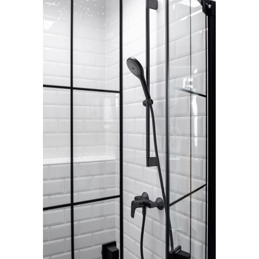 WENKO 24922100 - Cabezal de ducha WATERSAVING SYSTEM 9,5x9,5 cm negro