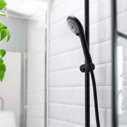 WENKO 24924100 - Alcachofa de ducha WATERSAVING SYSTEM 11x11 cm negra