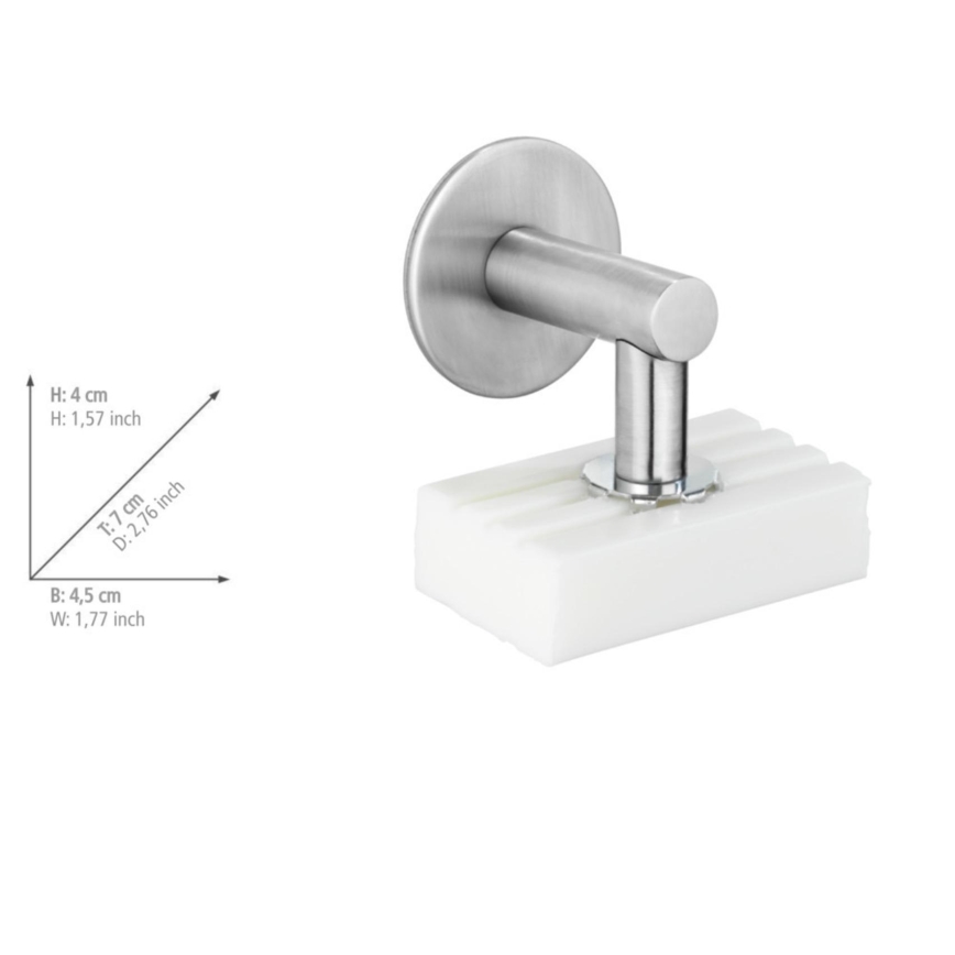 WENKO 24971100-Soporte para jabón TURBO-LOC 4,5x7 cm plateado