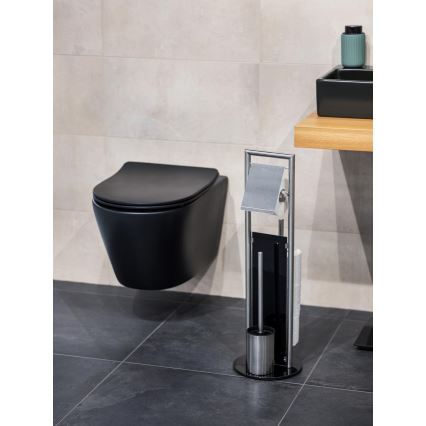 WENKO 24981800 - Juego para WC RAVINA 20x70 cm acero inoxidable/plateado
