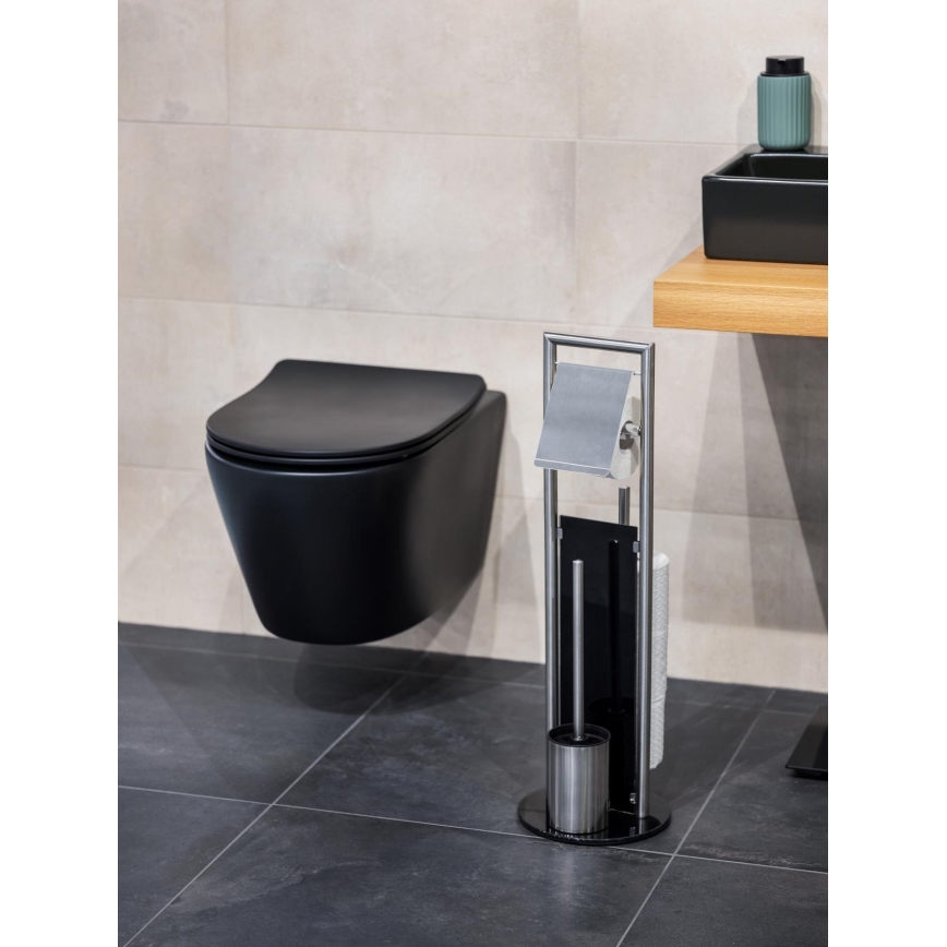 WENKO 24981800 - Juego para WC RAVINA 20x70 cm acero inoxidable/plateado