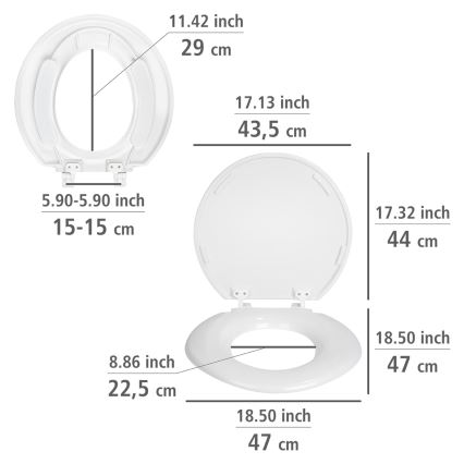 WENKO 25112100-WC asiento de inodoro TORINO 44x43,5 cm blanco